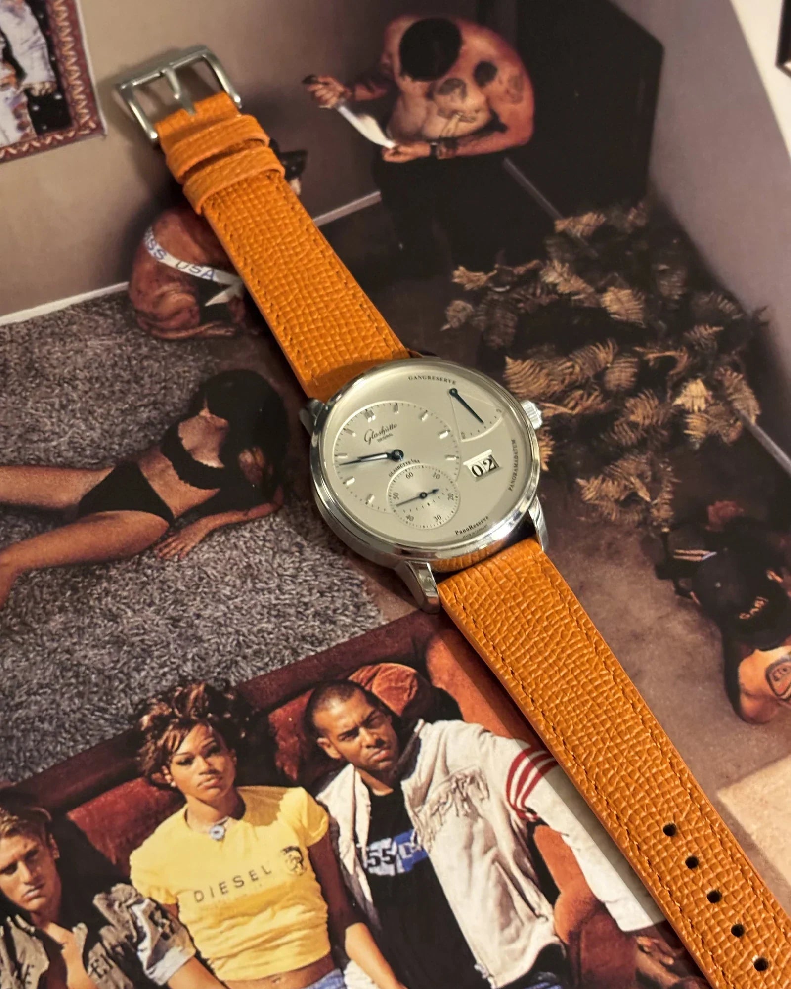 Glashütte Original PanoReserve mit orangefarbenem Rindsleder French Style „Ecstasy“