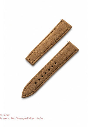 Alcantara – Version passend für Omega-Faltschließe – Taupe – Detailansicht