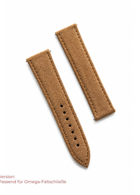 Alcantara – Version passend für Omega-Faltschließe – Taupe – Frontansicht