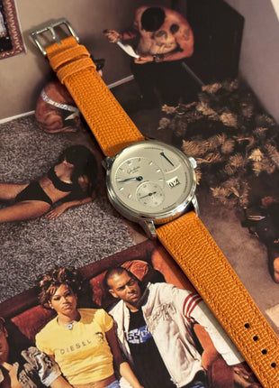 Rindsleder French Style Ecstasy an Glashütte Original PanoReserve – Lifestyleaufnahme